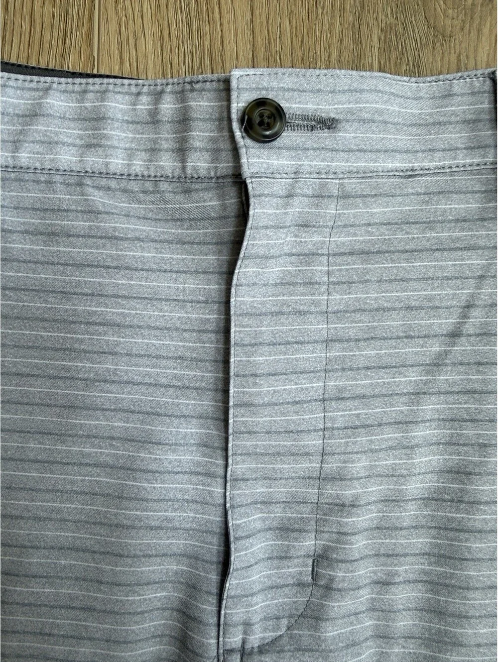 Ben Hogan Golf Shorts Mens 38 Blue Gray Striped Performance Stretch Flat Front